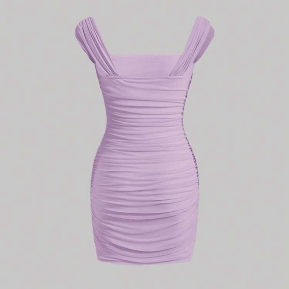 SHEIN MOD Solid Ruched Bodycon Dress - Picture 2 of 4